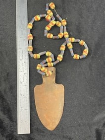 Trade Pendant with Trade Beads Indian Artifact Arrowhead