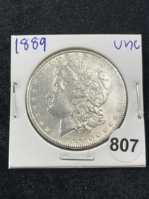1889 UNC Morgan Silver Dollar Coin