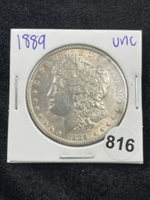 1889 UNC Morgan Silver Dollar Coin