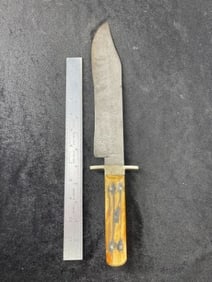 Bone Handle Bowie Style Knife with Engravings Indian Artifact Arrowhead