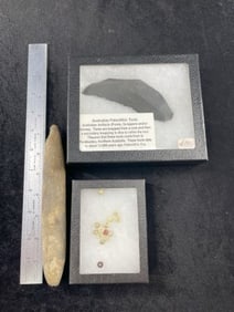 Group of Pole Celt, Beads, & Paleolithic Tool Indian Artifact Arrowhead