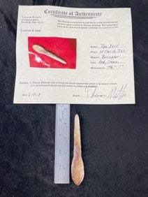 4 & 5/8" Pipe Drill with Thomas Matthews COA from St. Clair County, Illinois Indian Artifact