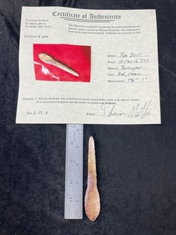 4 & 5/8" Pipe Drill with Thomas Matthews COA from St. Clair County, Illinois Indian Artifact (1 of 5)