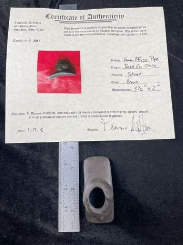 3 & 1/16" Human Effigy Pipe with Thomas Matthews COA from Ross County, Ohio Indian Artifact (1 of 8)
