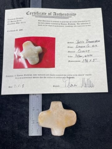 2 & 3/8" Bottle Bannerstone with Thomas Matthews COA from Greene County, Arkansas Indian Artifact (1 of 9)