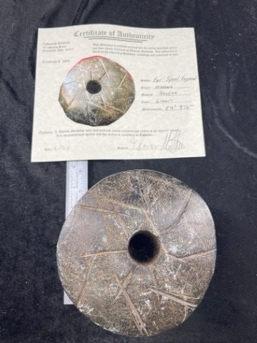5 & 1/2" x 3 & 1/2" Engraved Ear Spool with Thomas Matthews COA from Oklahoma Indian Artifact (1 of 10)
