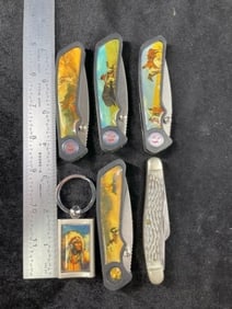 Group of Indian Pocket Knives & Key Chain