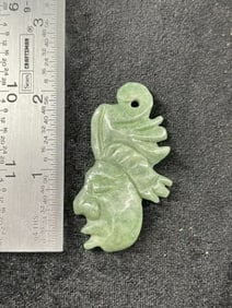 Mayan Jade Effigy Pendant Pre-Columbian Axe God