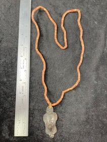 Hudson Bay Trade Pendant with Trade Bead Necklace Indian Artifact Arrowhead