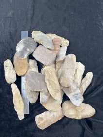Cache of 25 Chipped Blades, Celts, Axes, etc Indian Artifact Arrowhead