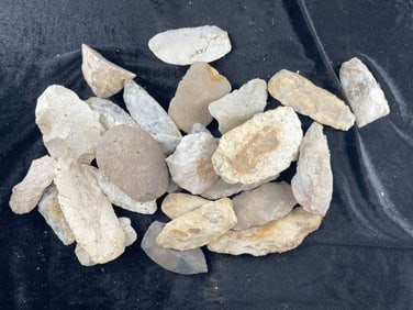 Cache of 25 Chipped Blades, Celts, Axes, etc Indian Artifact Arrowhead