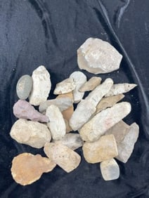 Cache of 25 Chipped Blades, Celts, Axes, etc Indian Artifact Arrowhead