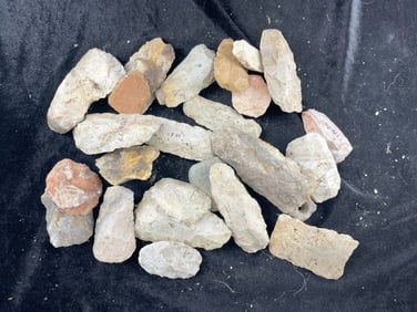 Cache of 25 Chipped Blades, Celts, Axes, etc Indian Artifact Arrowhead