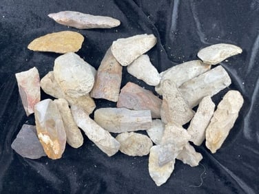Cache of 25 Chipped Blades, Celts, Axes, etc Indian Artifact Arrowhead