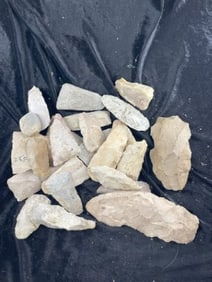Cache of 25 Chipped Blades, Celts, Axes, etc Indian Artifact Arrowhead