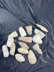 Cache of 15 Chipped Blades, Celts, Axes, etc Indian Artifact Arrowhead