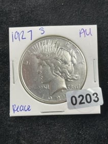 1927 S AU Peace Silver Dollar Coin