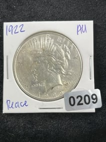 1922 AU Peace Silver Dollar Coin