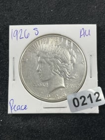 1926 S AU Peace Silver Dollar Coin