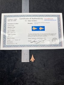 Scallorn Point with Sam Johnson COA Indian Artifact Arrowhead