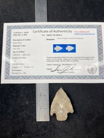 Dunn Point with Sam Johnson COA Indian Artifact Arrowhead