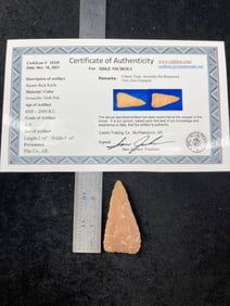 Square Back Knife with Sam Johnson COA Indian Artifact Arrowhead