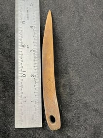 Engraved Bone Tool/Pendant Indian Artifact Arrowhead