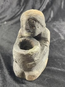 Hard Tempered Clay Pipe Human Effigy Indian Artifact Arrowhead