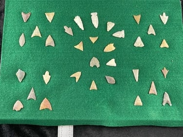 Group of Arrow Points Riker Frame IS included Indian Artifact Arrowhead