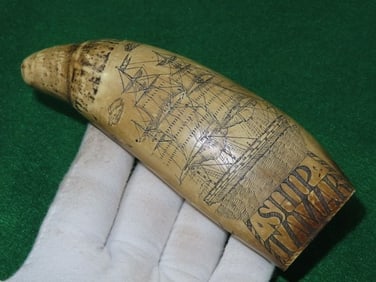6 & 1/4" Resin Scrimshaw Indian Artifact Arrowhead