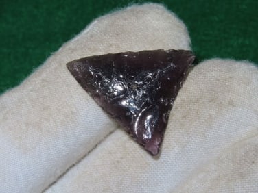 1" Obsidian Triangle Point Indian Artifact Arrowhead