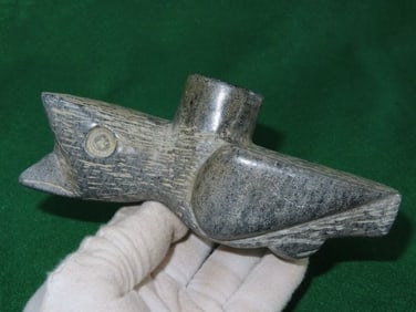 6" Bird Steatite Pipe Indian Artifact Arrowhead