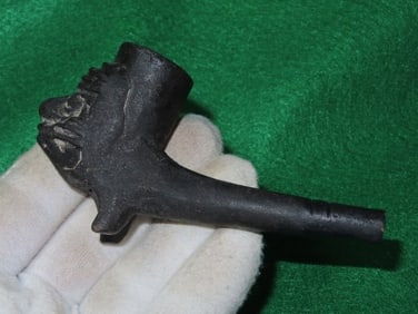 4 & 1/4" Pre-Columbian Face Effigy Pipe Indian Artifact Arrowhead