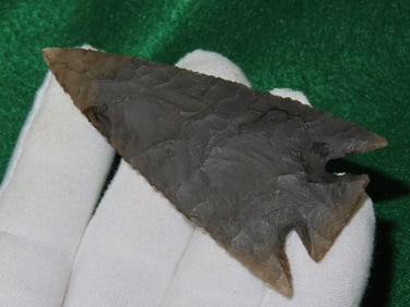 3 & 3/8" Cornernotch ex - Kovack Collection Indian Artifact Arrowhead