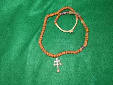12" Historic Necklace with Cross Indian Artifact Arrowhead