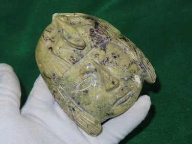 4 & 3/8" Jade Pre-Columbian Mask Indian Artifact Arrowhead