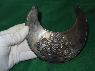 6 & 1/2" x 6" Metal Gorget Indian Artifact Arrowhead
