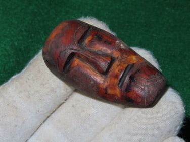 2" Wooden Face Pendant Indian Artifact Arrowhead