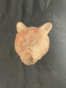 Pre-Columbian Pottery Dog Head Effigy Head Indian Artifact Arrowhead