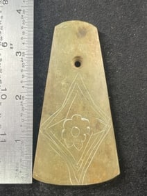 Stone Pendant with Engraving Indian Artifact Arrowhead