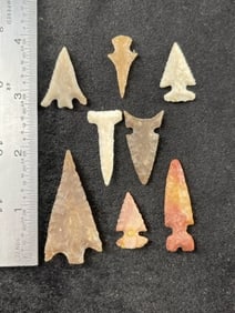 Group of Arrow Points Indian Artifact Arrowhead