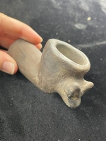 Pottery Bat Effigy Pipe Indian Artifact Arrowhead