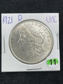 1921 D UNC Morgan Silver Dollar Coin