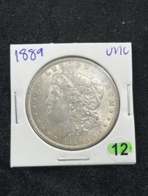 1889 UNC Morgan Silver Dollar Coin
