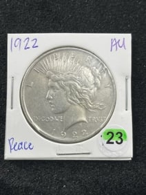 1922 AU Peace Silver Dollar Coin