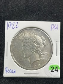 1922 AU Peace Silver Dollar Coin