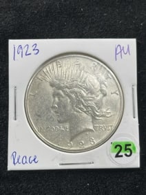 1923 AU Peace Silver Dollar Coin