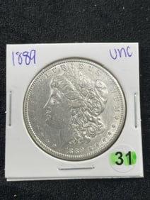 1889 UNC Morgan Silver Dollar Coin