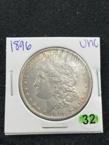 1896 UNC Morgan Silver Dollar Coin