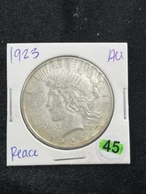 1923 AU Peace Silver Dollar Coin